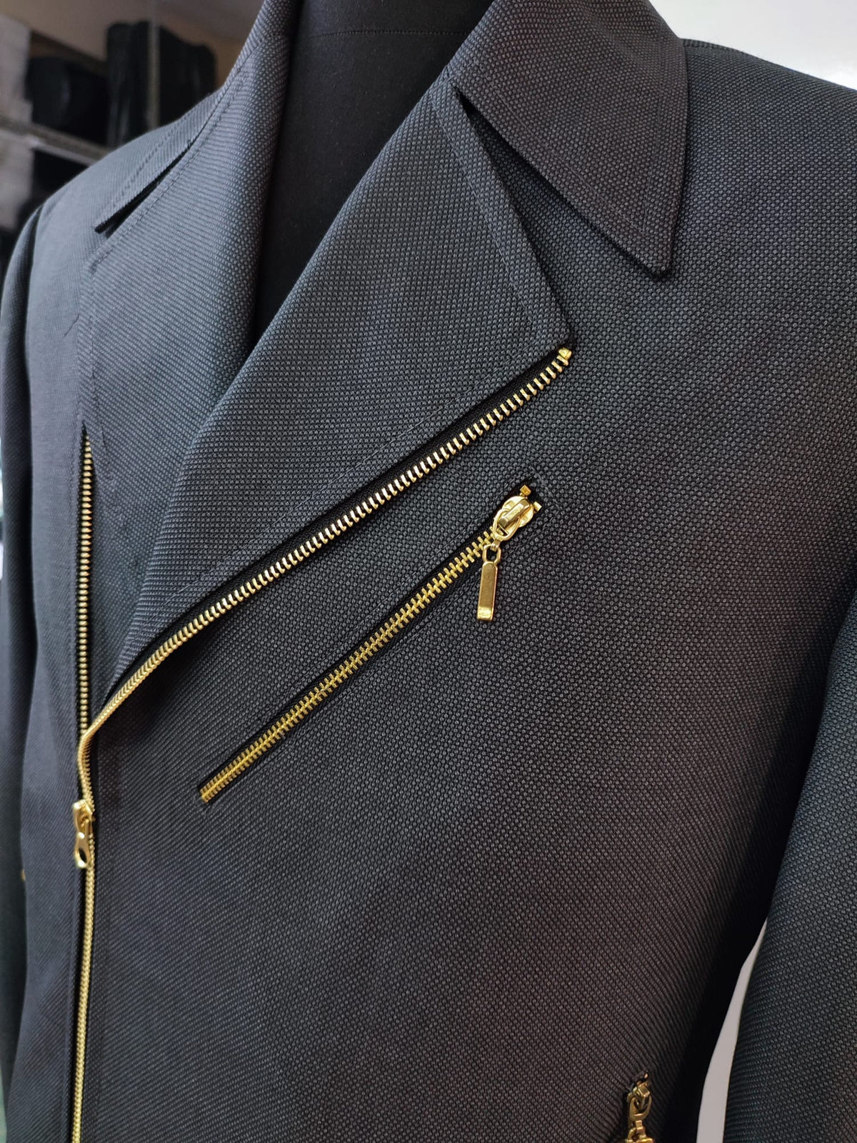 The Onyx Moto — Charcoal Textured Moto Jacket