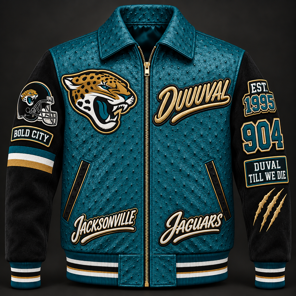 Jacksonville Jaguars Varsity Jacket — Teal & Black