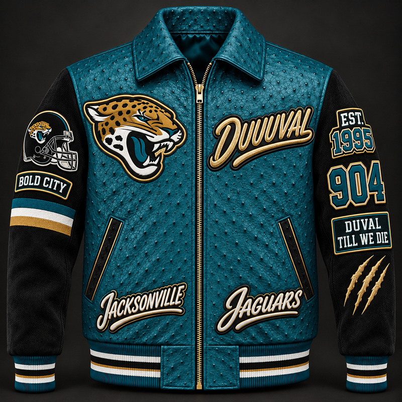 Jacksonville Jaguars Varsity Jacket — Teal & Black