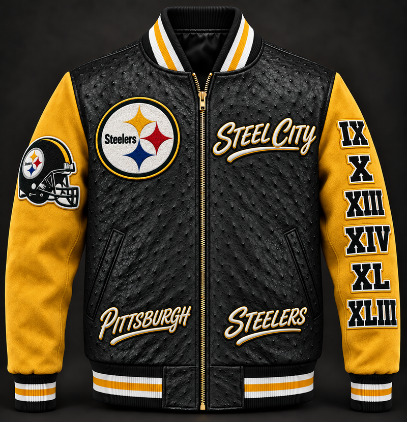 Pittsburgh Steelers Varsity Jacket — Black & Gold