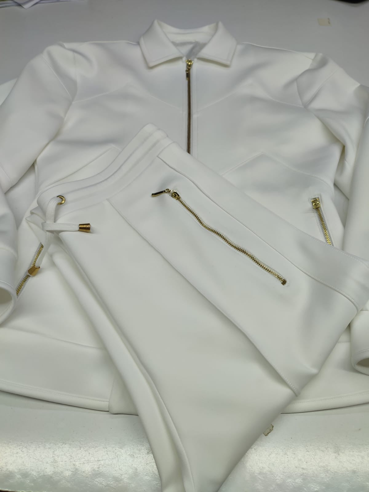 The Monaco Set — White Gold-Trim Track Jacket