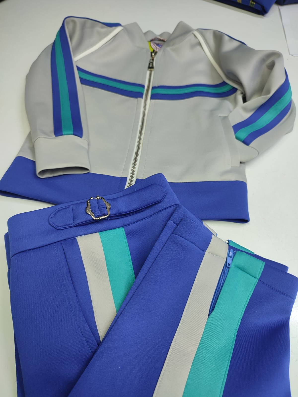 The Glacier — Grey & Teal Stripe Track Jacket