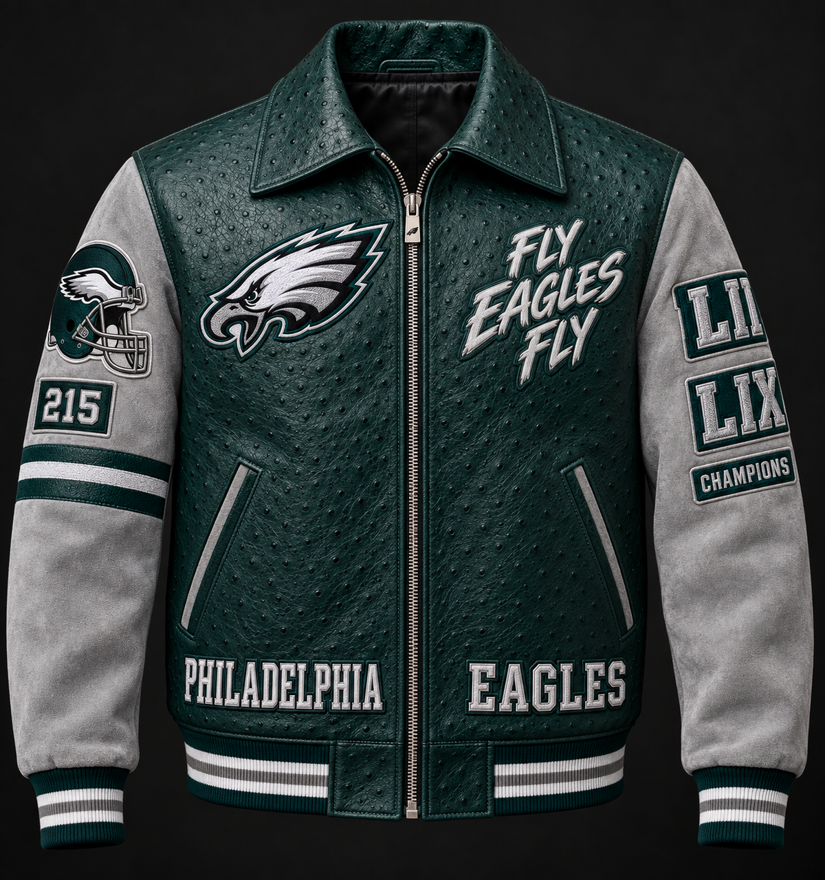 Philadelphia Eagles Varsity Jacket — Green & Gray