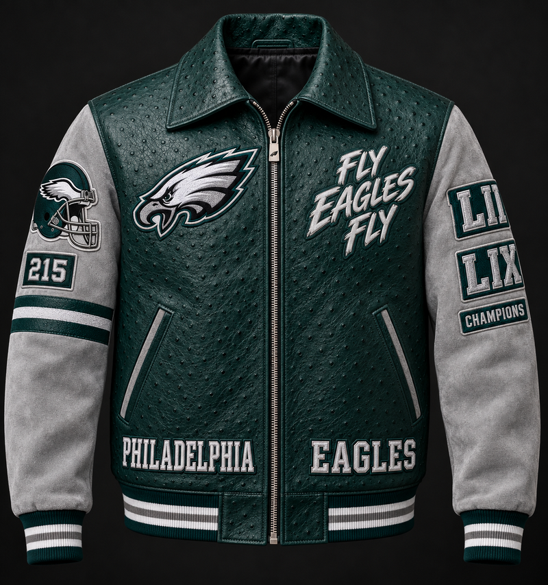 Philadelphia Eagles Varsity Jacket — Green & Gray