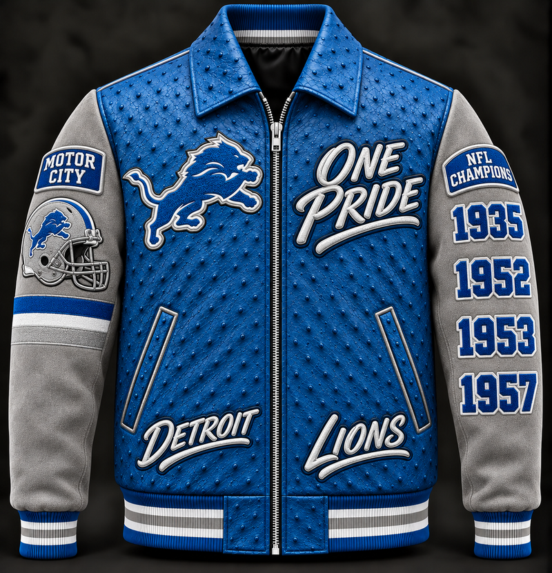 Detroit Lions Varsity Jacket — Blue & Silver