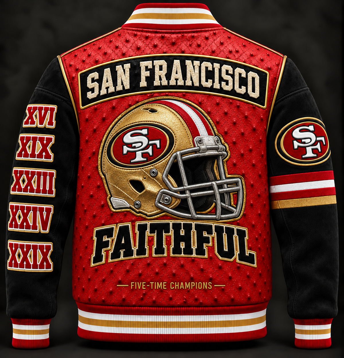 San Francisco 49ers Varsity Jacket — Niner Empire, Red & Black