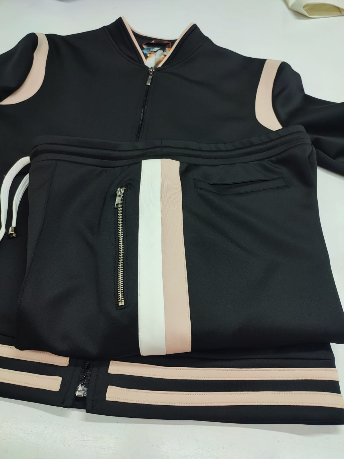 The Noir Rose — Black & Blush Varsity Jacket