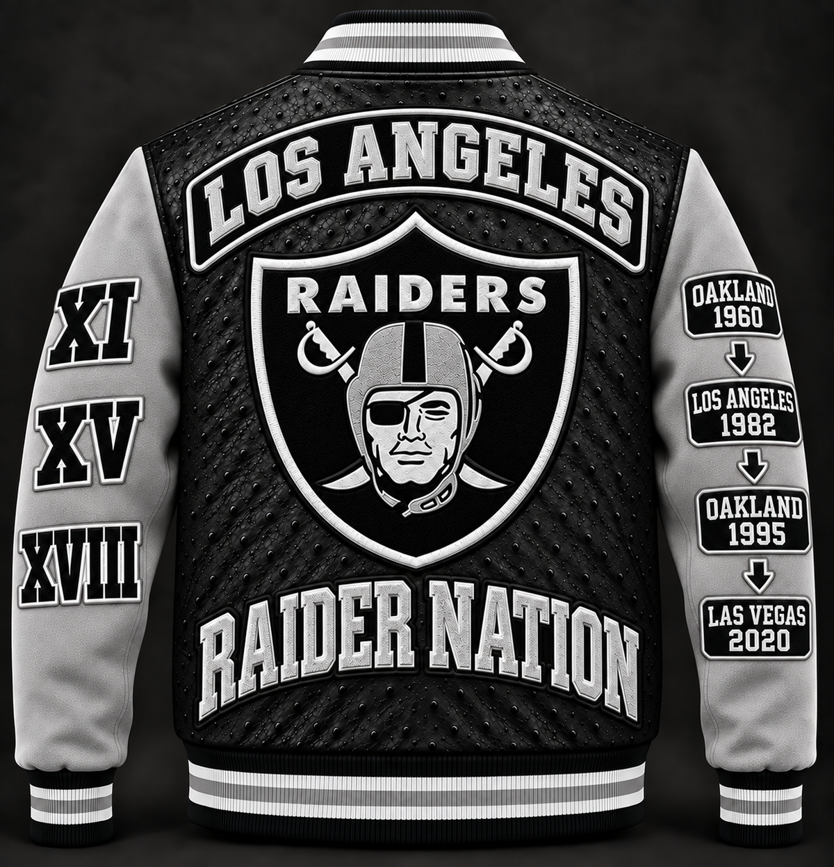 Las Vegas / Raider Nation Varsity Jacket — Black & Silver