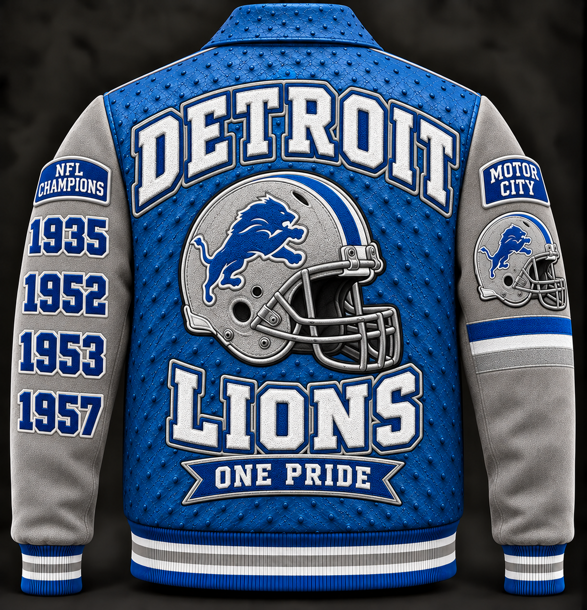Detroit Lions Varsity Jacket — Blue & Silver