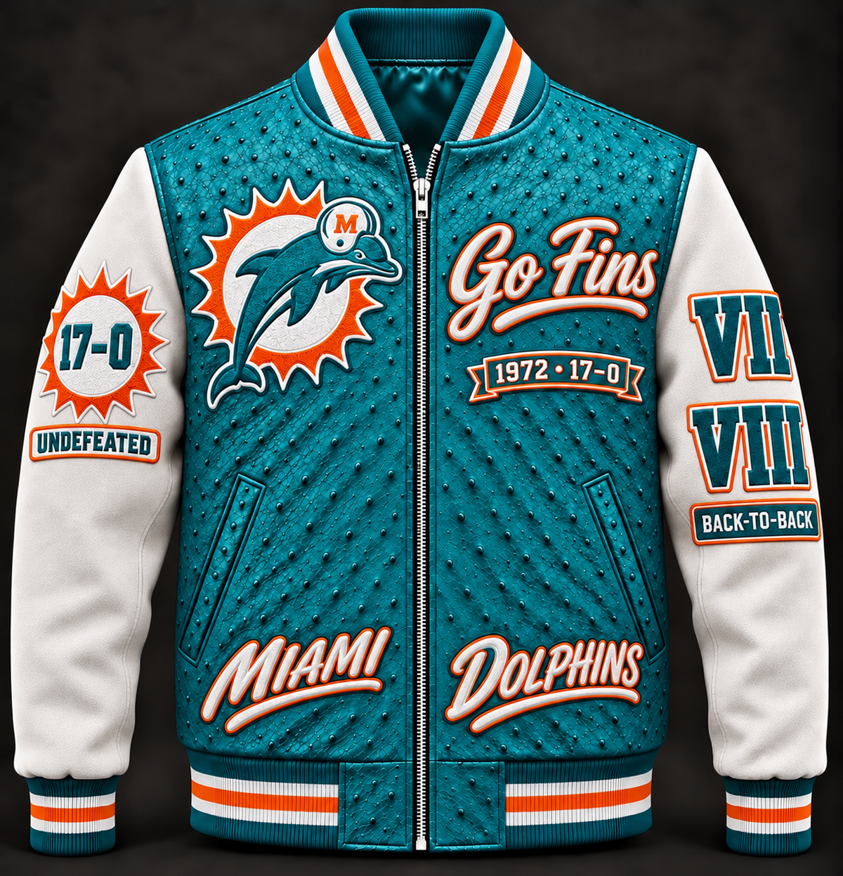 Miami Dolphins Varsity Jacket — Teal & White