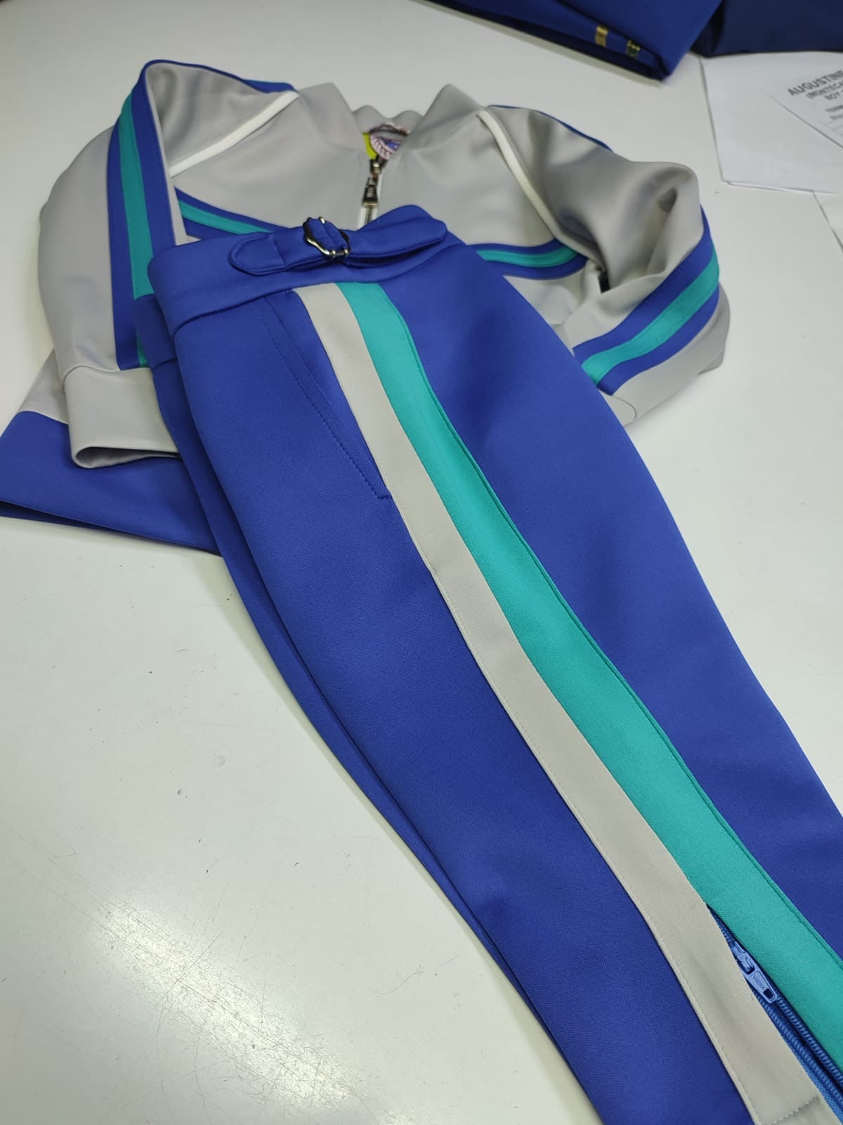 The Glacier — Grey & Teal Stripe Track Jacket