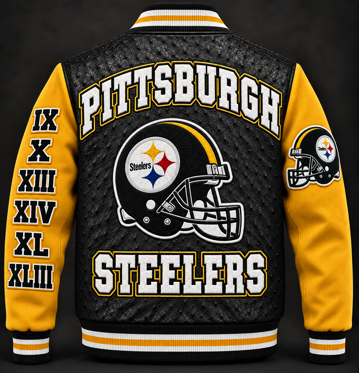 Pittsburgh Steelers Varsity Jacket — Black & Gold