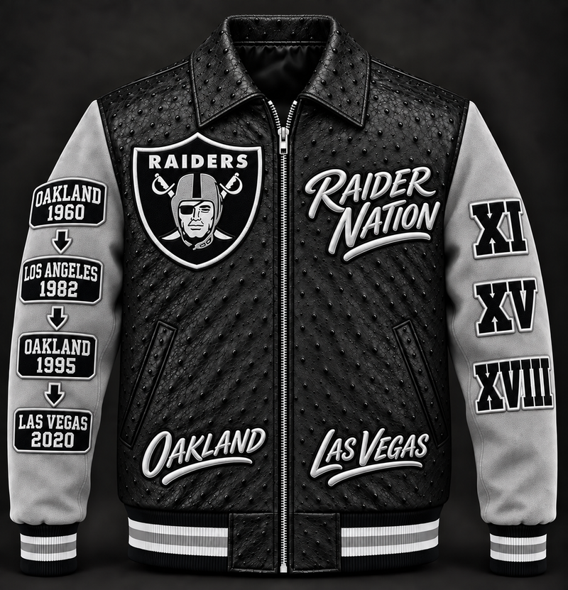 Las Vegas / Raider Nation Varsity Jacket — Black & Silver