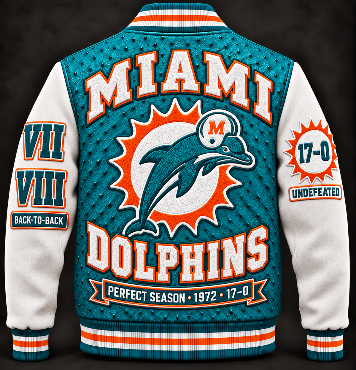 Miami Dolphins Varsity Jacket — Teal & White
