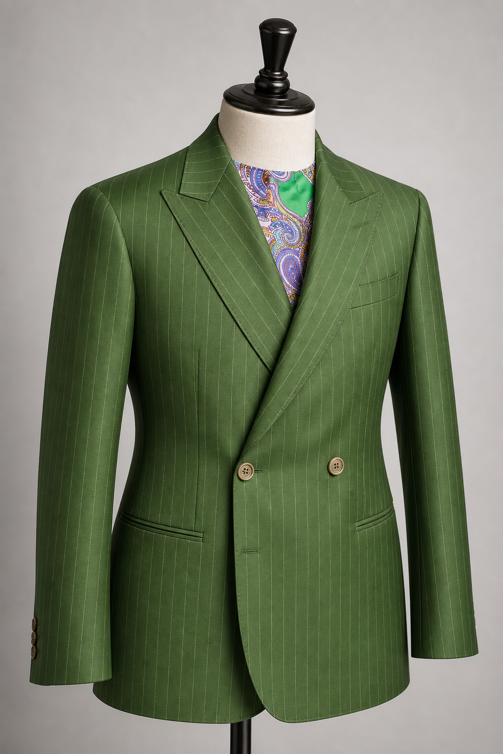 "Verde Pinstripe" Double-Breasted Jacket