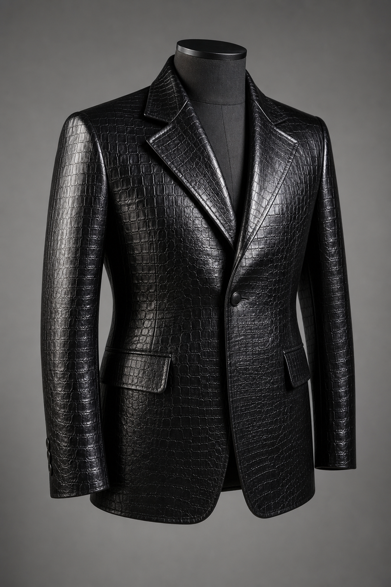 "Noir Croc" Leather Jacket