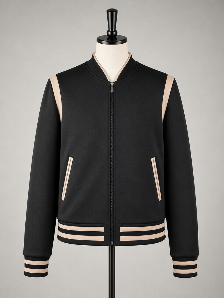 The Noir Rose — Black & Blush Varsity Jacket