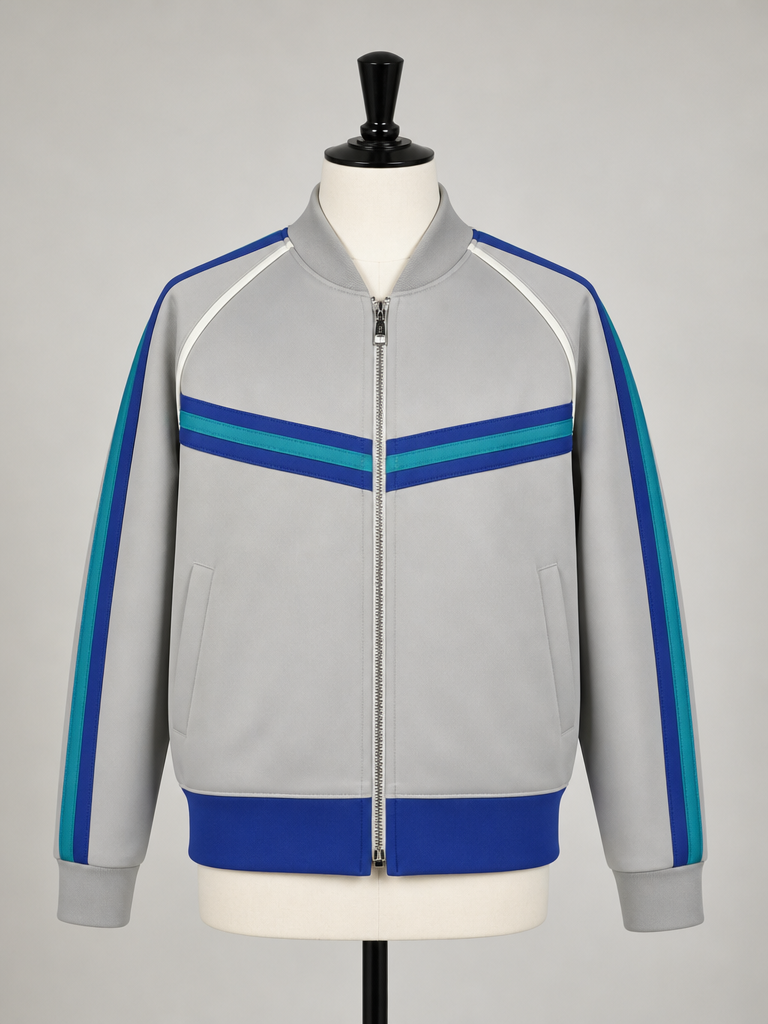 The Glacier — Grey & Teal Stripe Track Jacket