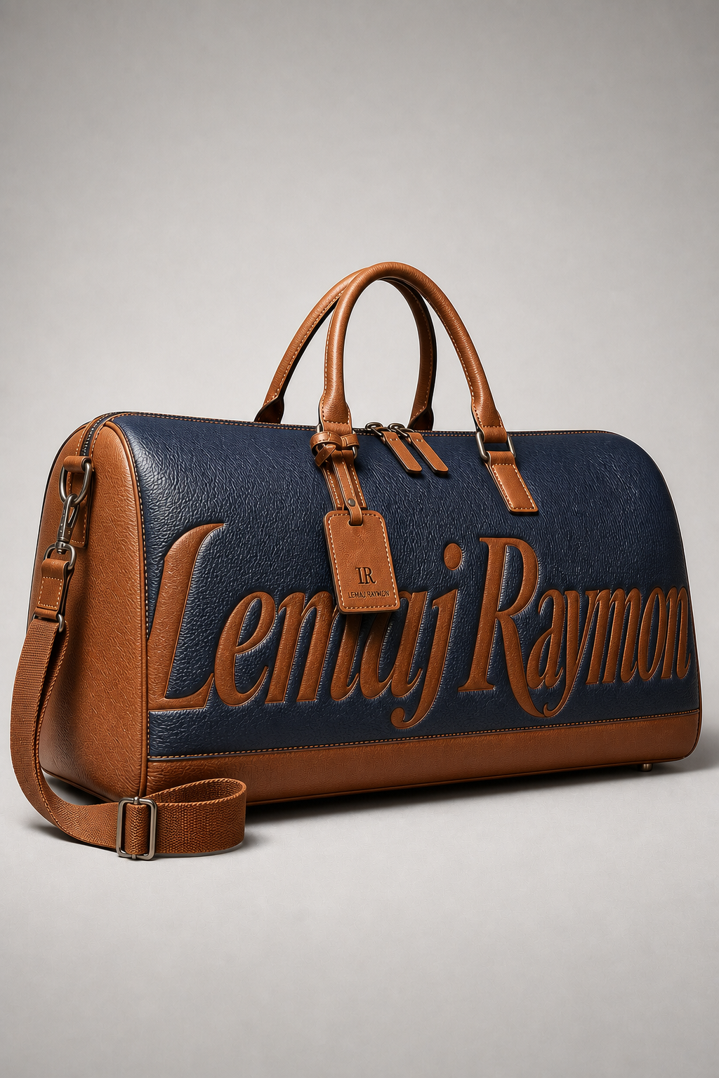 The Signature Duffel — Navy & Cognac