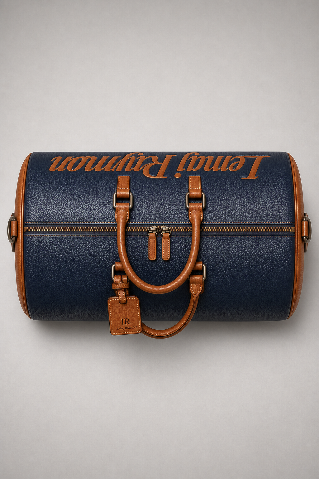 The Signature Duffel — Navy & Cognac