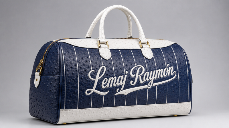 The Tonal Pinstripe Duffel — Navy Ostrich / Ivory