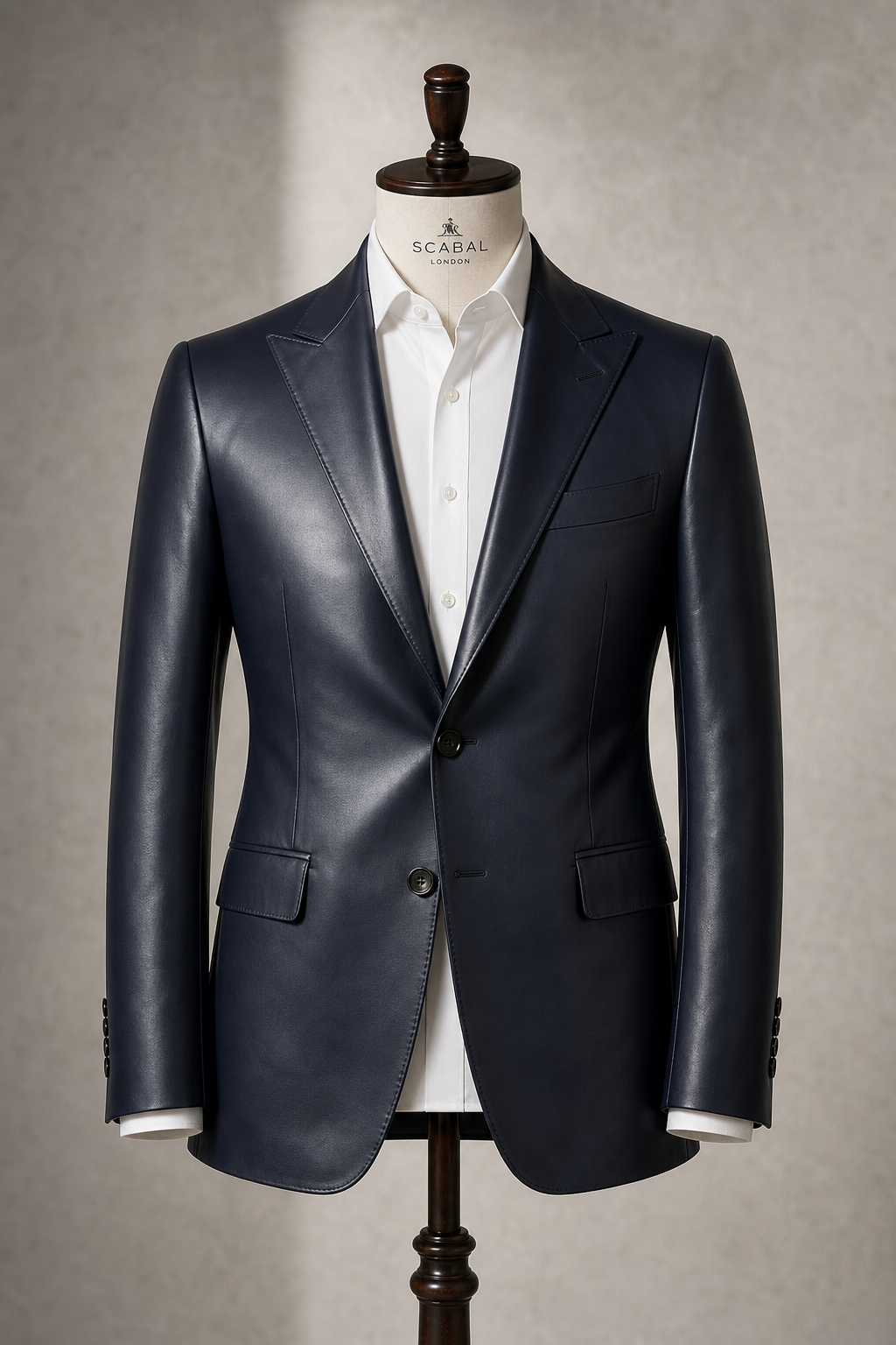 "Midnight" Leather Peak Lapel Jacket Suit Set