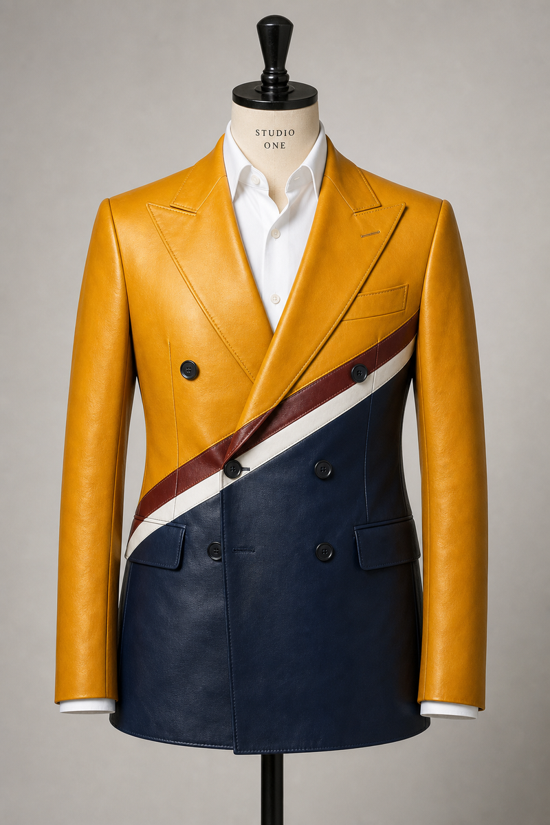 The Diagonal Suit: Mustard & Navy