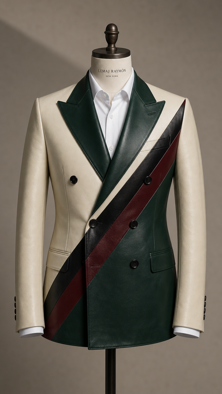 The Diagonal — Cream & Hunter Green Colorblock
