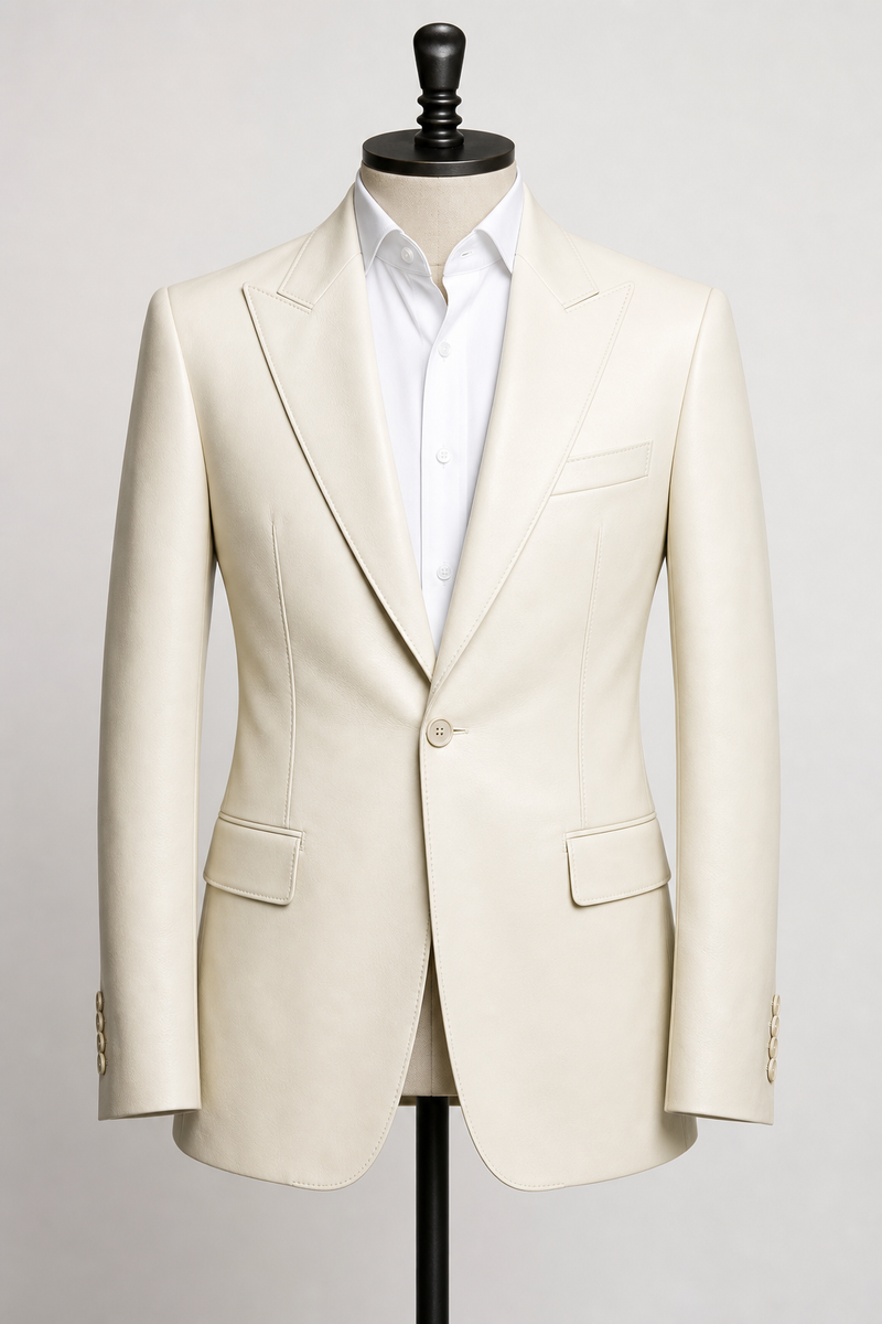 "Ivoire" Leather Peak Lapel and Pants Set