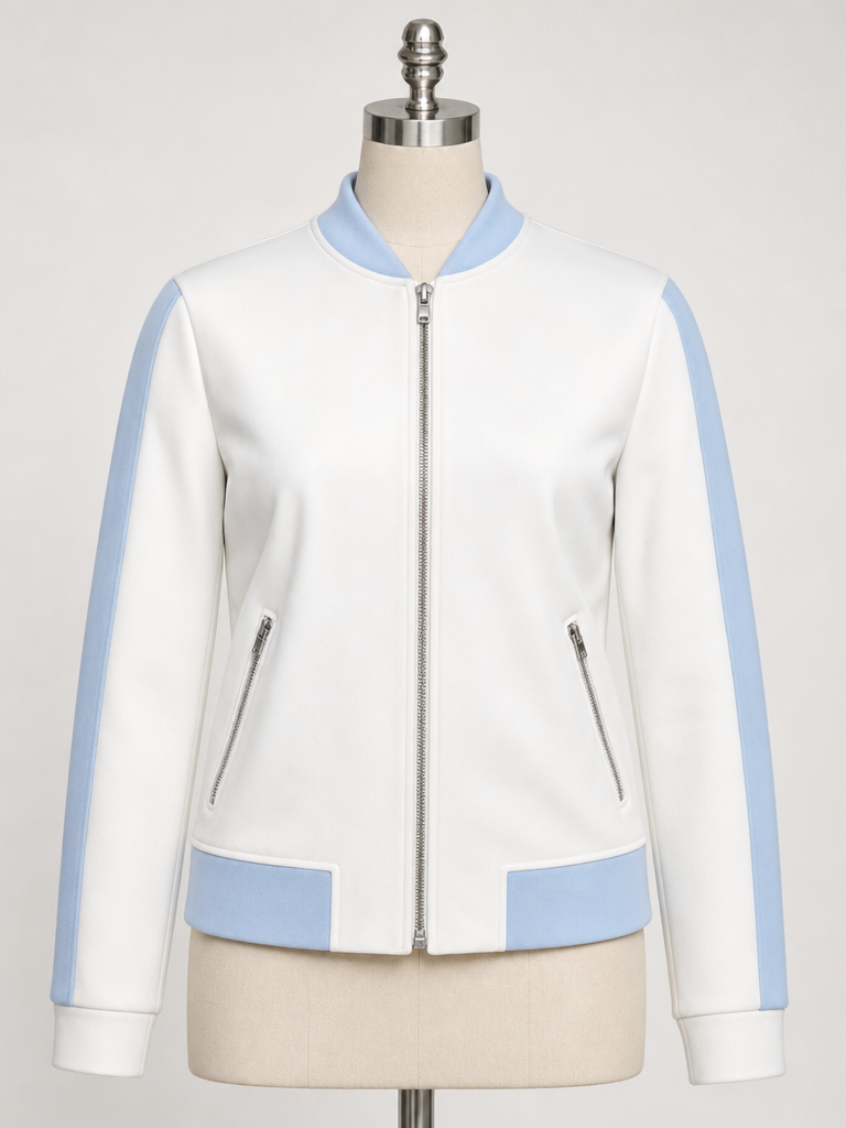 The Skyline Set — White & Powder Blue Track Jacket