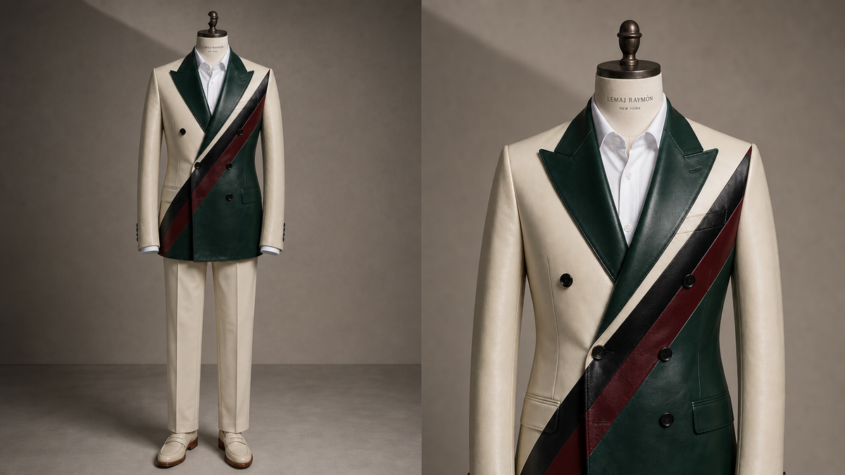 The Diagonal — Cream & Hunter Green Colorblock