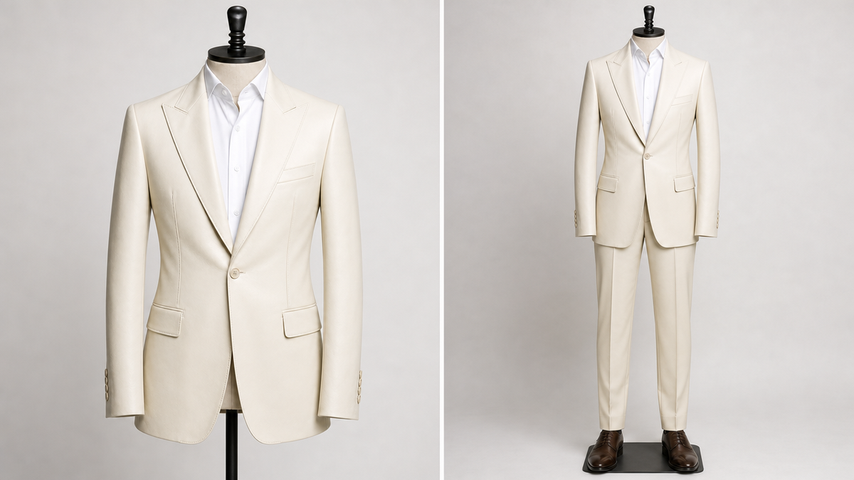 "Ivoire" Leather Peak Lapel and Pants Set