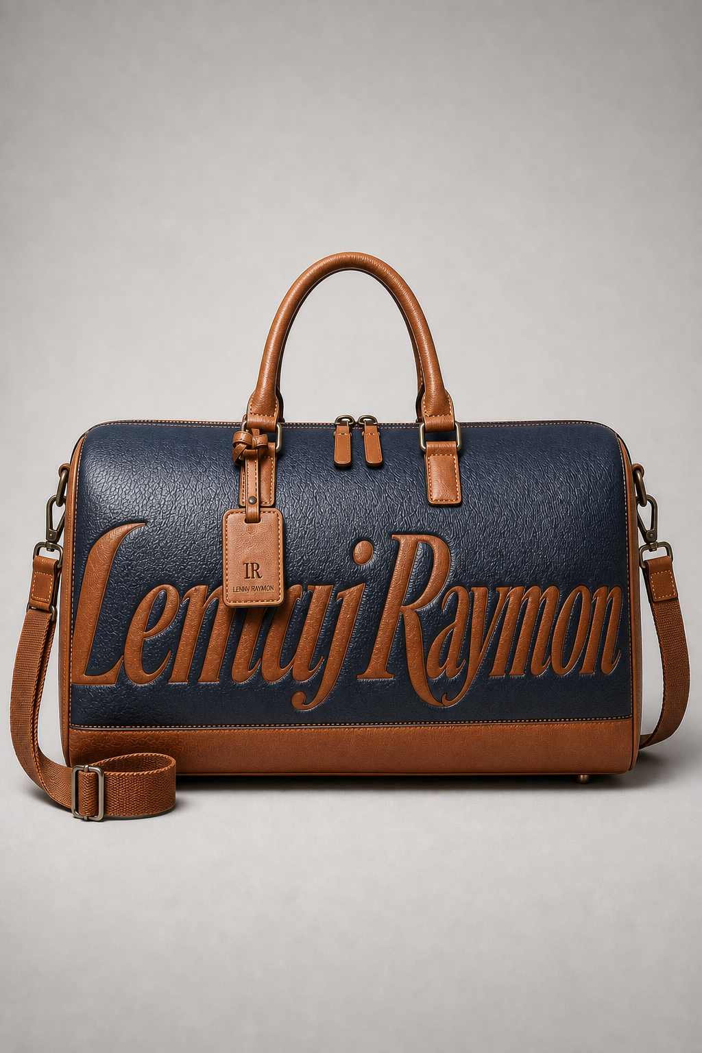The Signature Duffel — Navy & Cognac