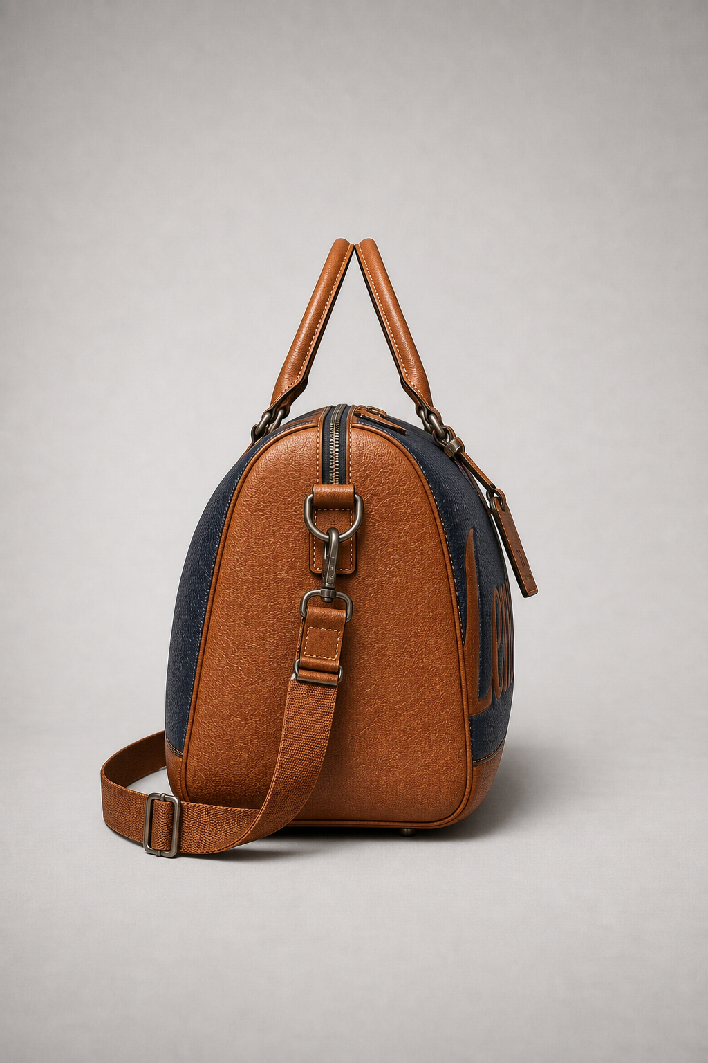 The Signature Duffel — Navy & Cognac