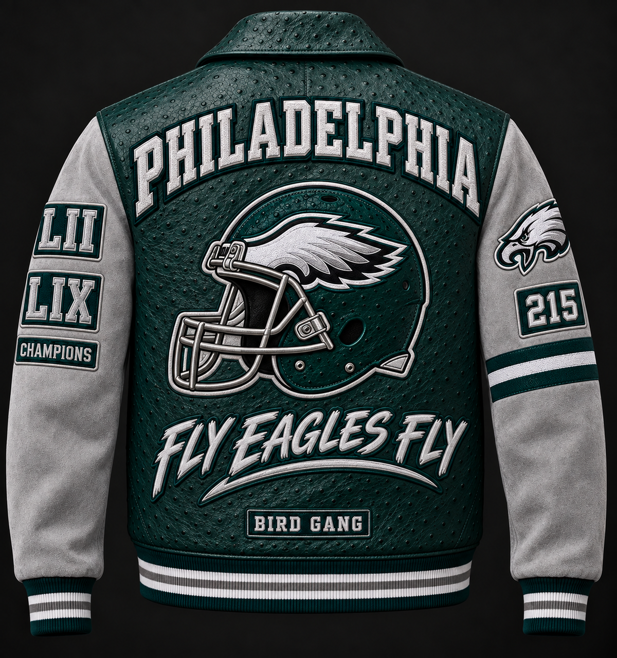 Philadelphia Eagles Varsity Jacket — Green & Gray