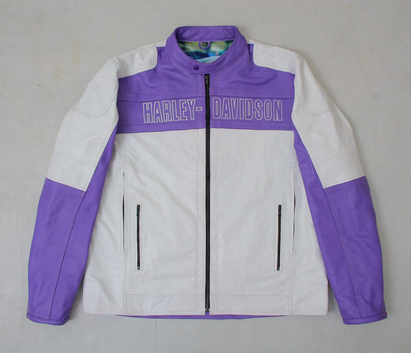 Crocodile-Trim Full-Grain Leather Motorcycle Jacket