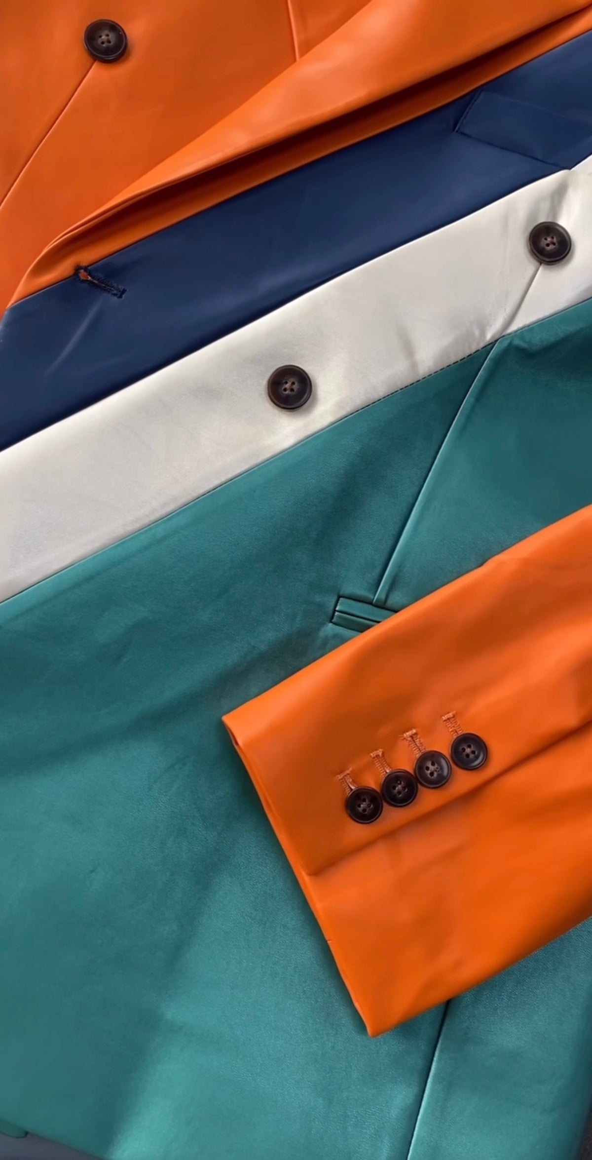 The Diagonal — Orange &amp; Teal Color Block Blazer