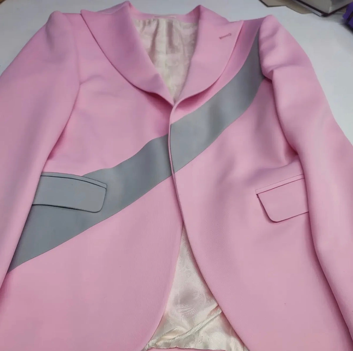 Blush Pink Colorblock Suit (Jacket + Trouser)