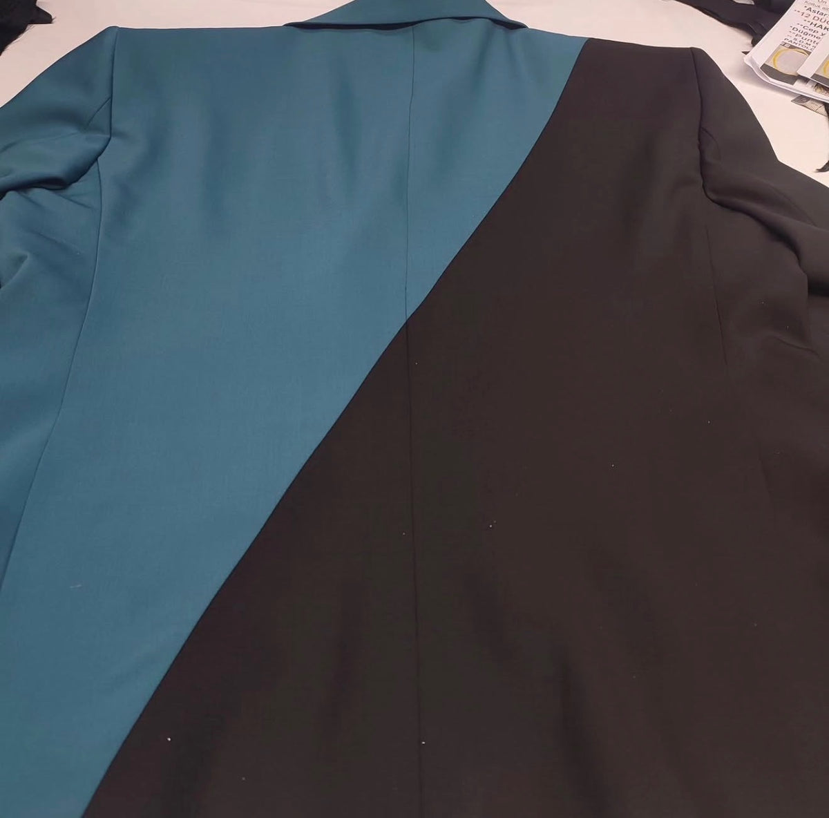 Teal & Charcoal Colorblock Suit (Jacket + Trouser)