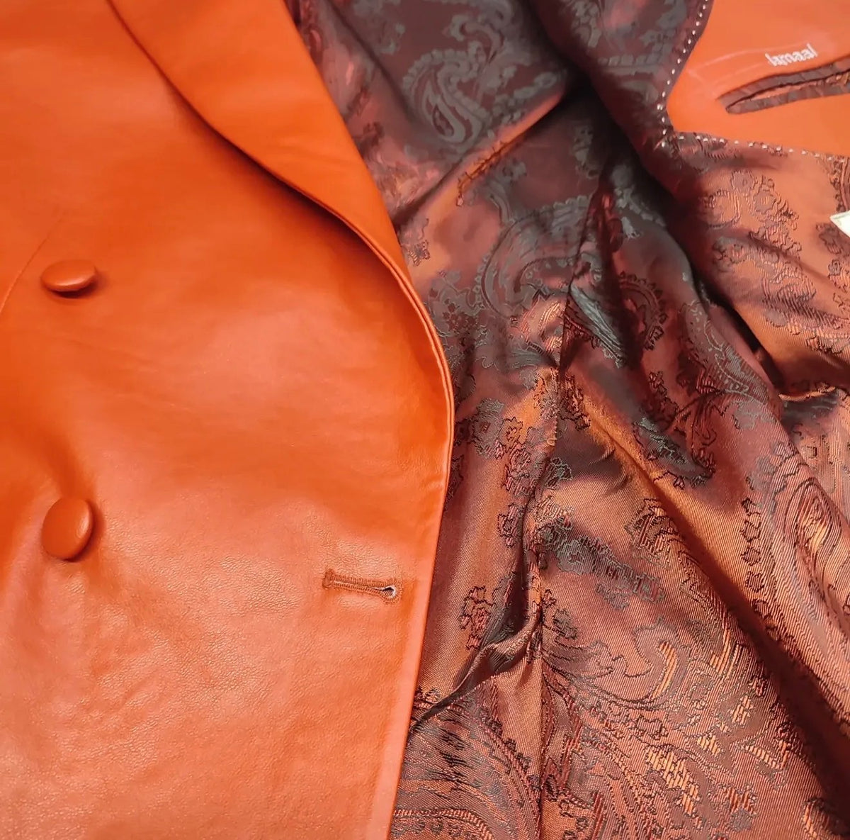 "Burnt Sienna" Leather Double-Breasted Jacket