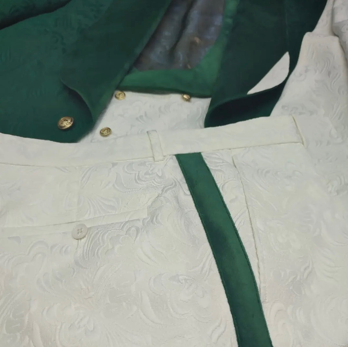Emerald & Ivory" Colorblock Jacquard Jacket