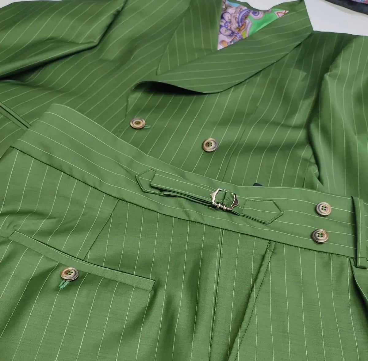 "Verde Pinstripe" Double-Breasted Jacket