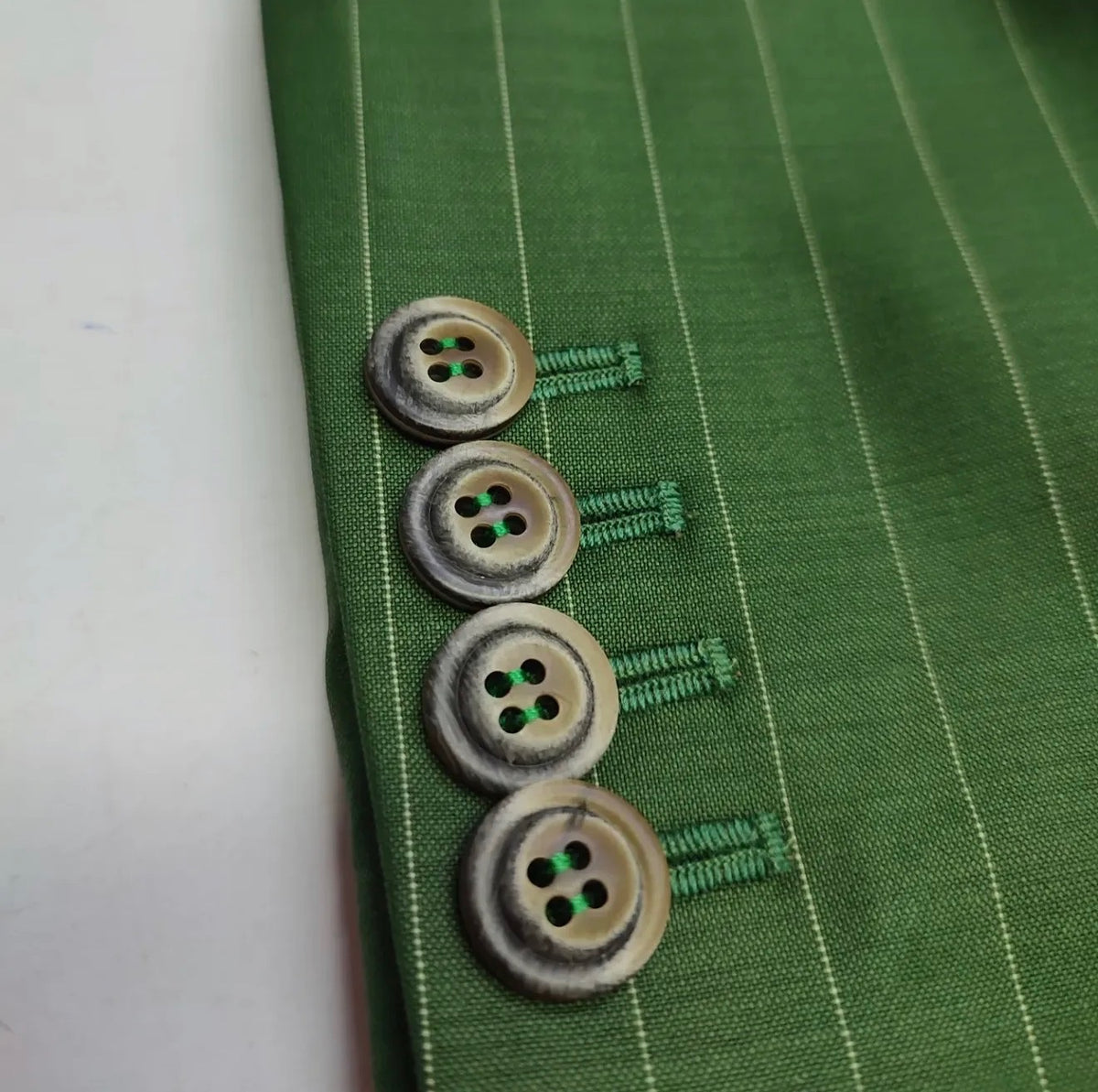 "Verde Pinstripe" Double-Breasted Jacket