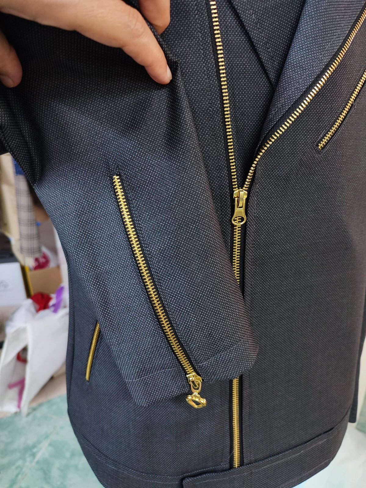 The Onyx Moto — Charcoal Textured Moto Jacket
