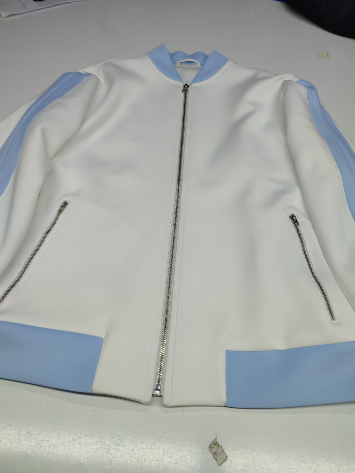 The Skyline Set — White & Powder Blue Track Jacket
