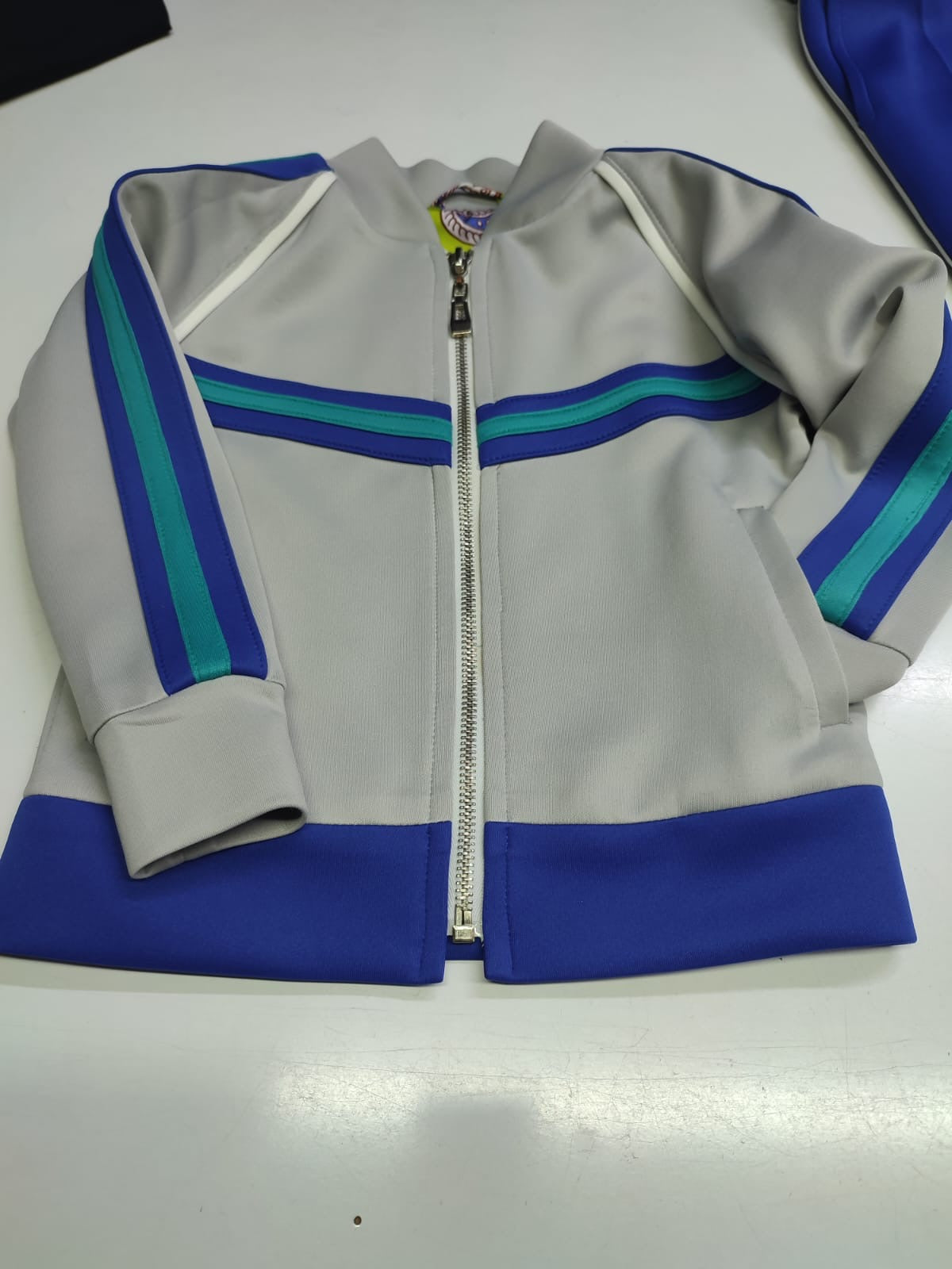 The Glacier — Grey & Teal Stripe Track Jacket
