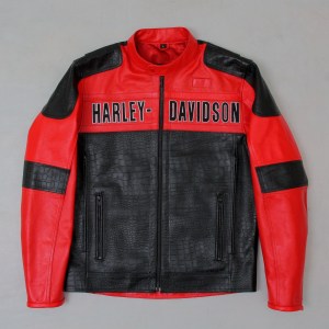 Crocodile-Trim Full-Grain Leather Motorcycle Jacket