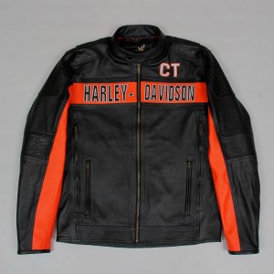Crocodile-Trim Full-Grain Leather Motorcycle Jacket